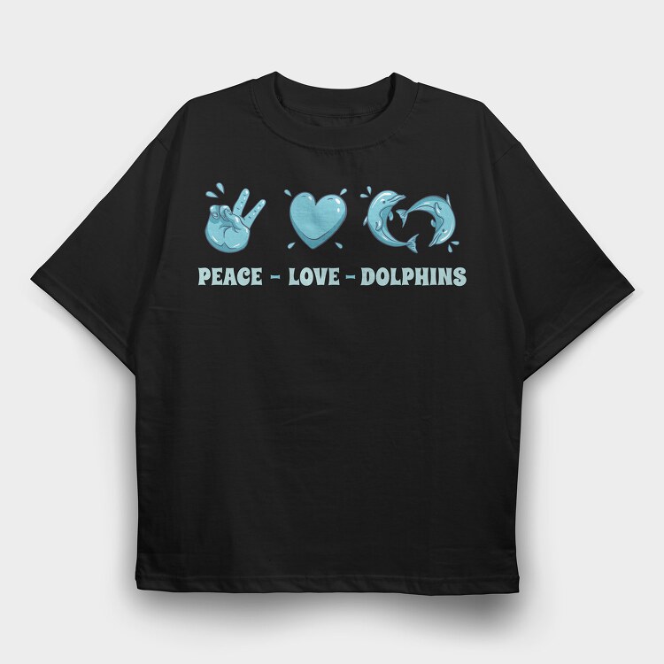 Heart Dolphin, Tricou Oversize Barbati (Unisex)