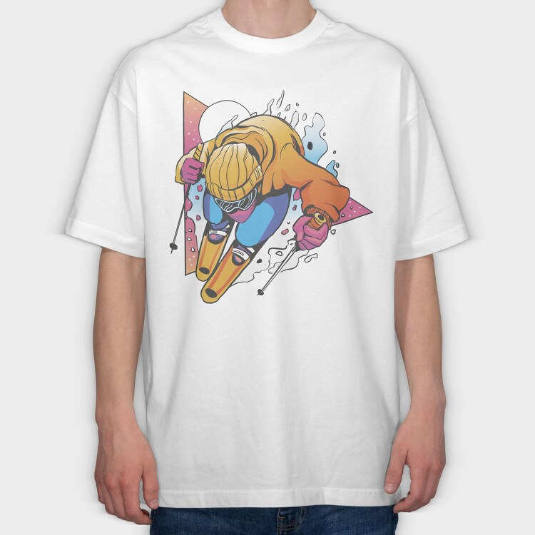 Retro Ski Triangle, Tricou Oversize Barbati (Unisex)