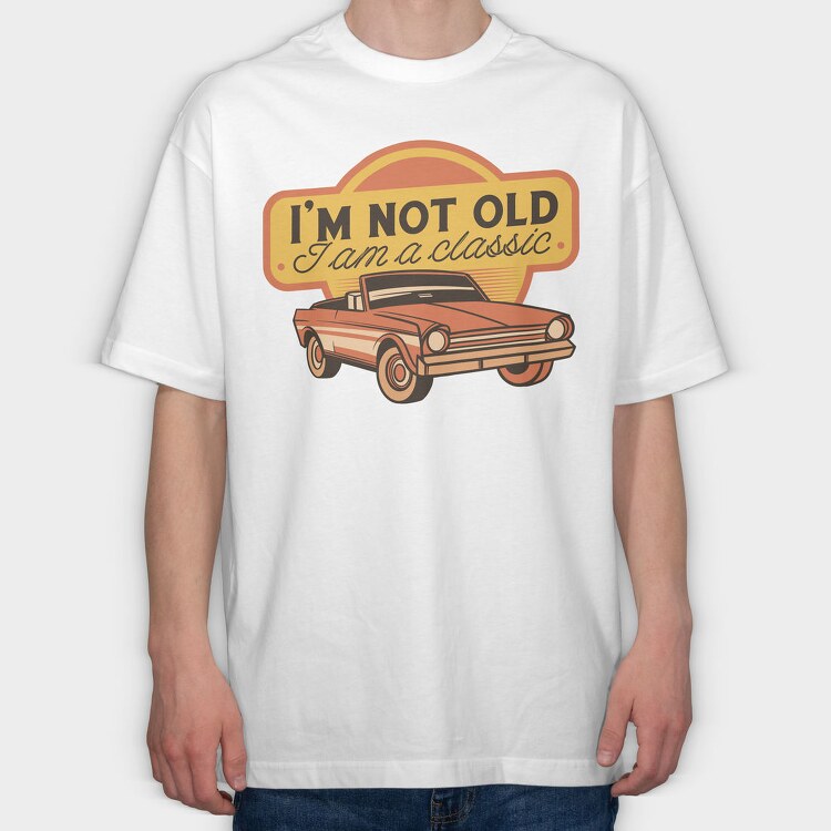 Retro Convertible Classic Car, Tricou Oversize Barbati (Unisex)