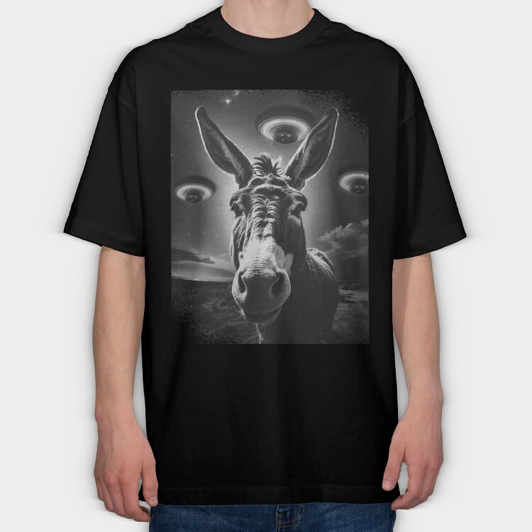 Donkey Ufo Monochrome, Tricou Oversize Barbati (Unisex)