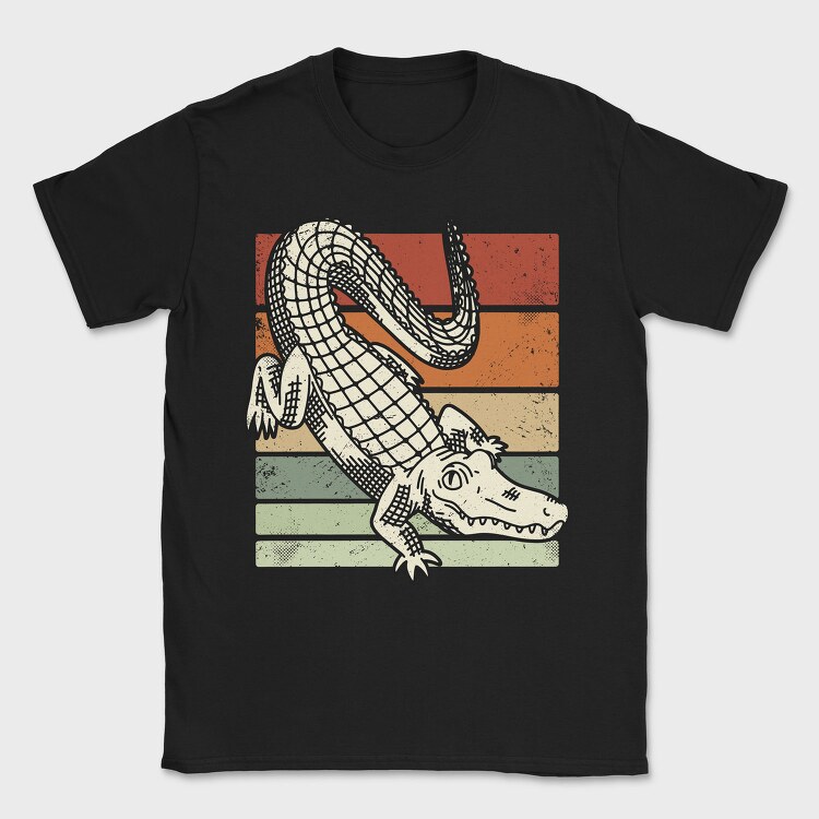 Retro Sunset Crocodile, Tricou Barbati (Unisex)