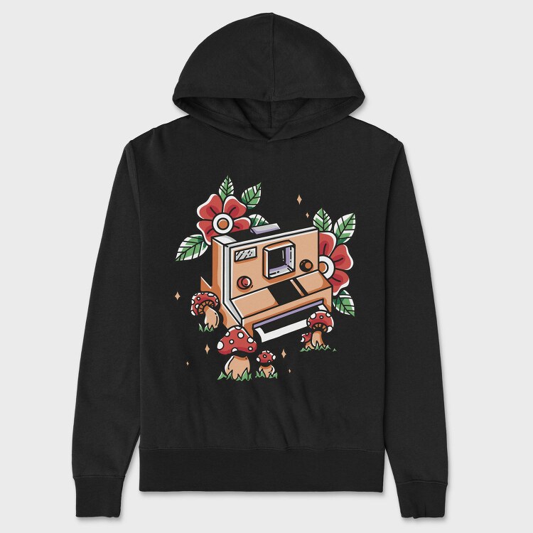 Retro Polaroid Camera Traditional Tattoo, Hanorac Oversize Barbati (Unisex)