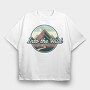 Retro Minimalist Vintage Landscape, Tricou Oversize Barbati (Unisex)