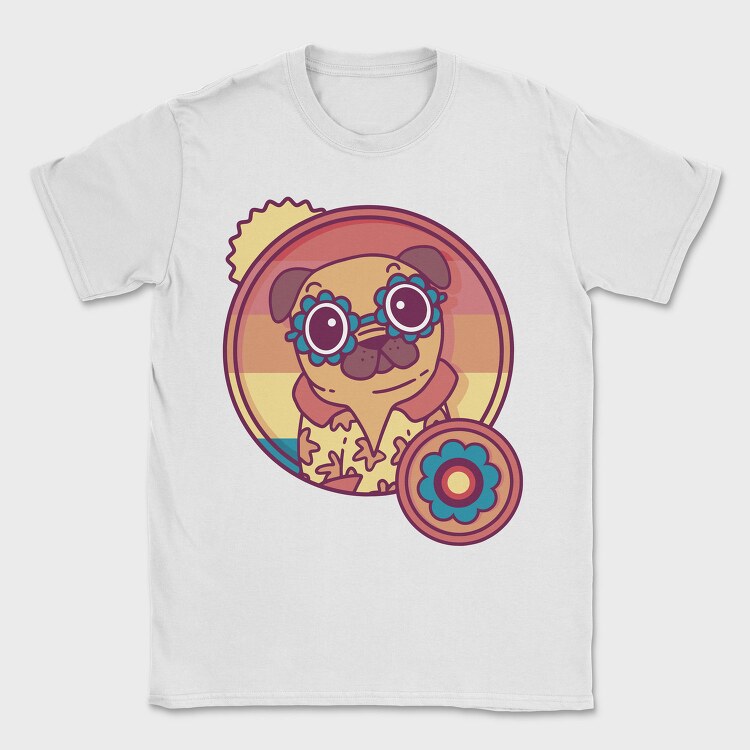 Retro Hippie Dog, Tricou Barbati (Unisex)
