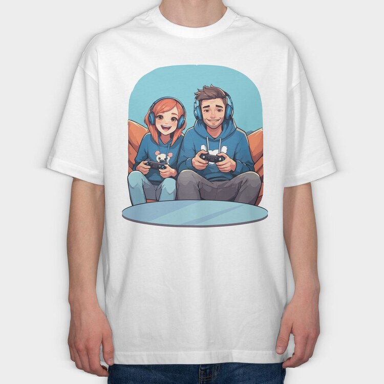 Gamers Playing, Tricou Oversize Barbati (Unisex)
