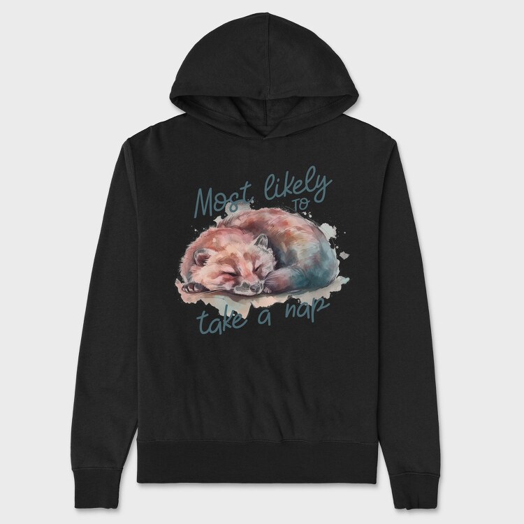 Red Panda Taking A Nap, Hanorac Oversize Barbati (Unisex)