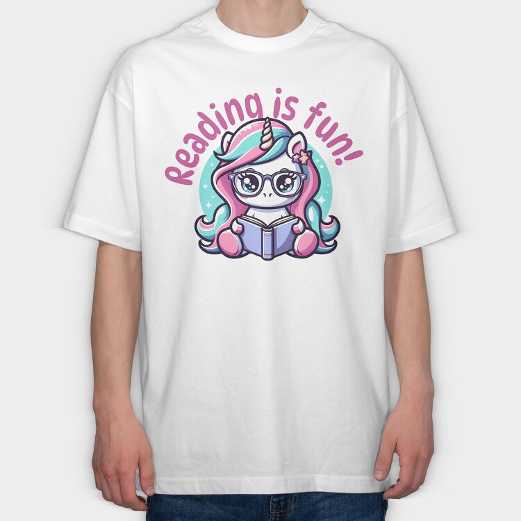 Reading Is Fun Unicorn Tote, Tricou Oversize Barbati (Unisex)