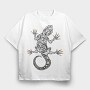 Gecko Tribal Art Hawaiian, Tricou Oversize Barbati (Unisex)