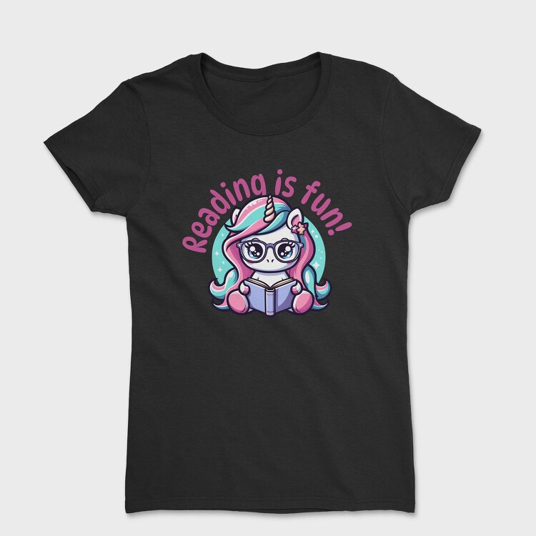 Reading Is Fun Unicorn Tote, Tricou Femei