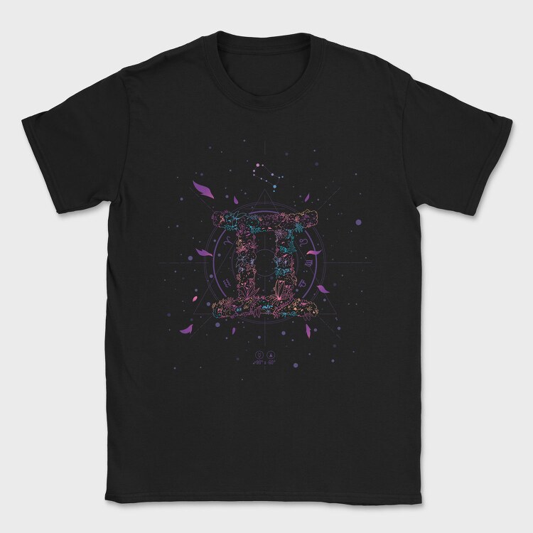 Gemini Floral Zodiac Sign Gemeni, Tricou Barbati (Unisex)