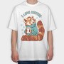 Red Panda Animal Cozy Winter, Tricou Oversize Barbati (Unisex)