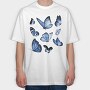 Realistic Blue Butterflies, Tricou Oversize Barbati (Unisex)