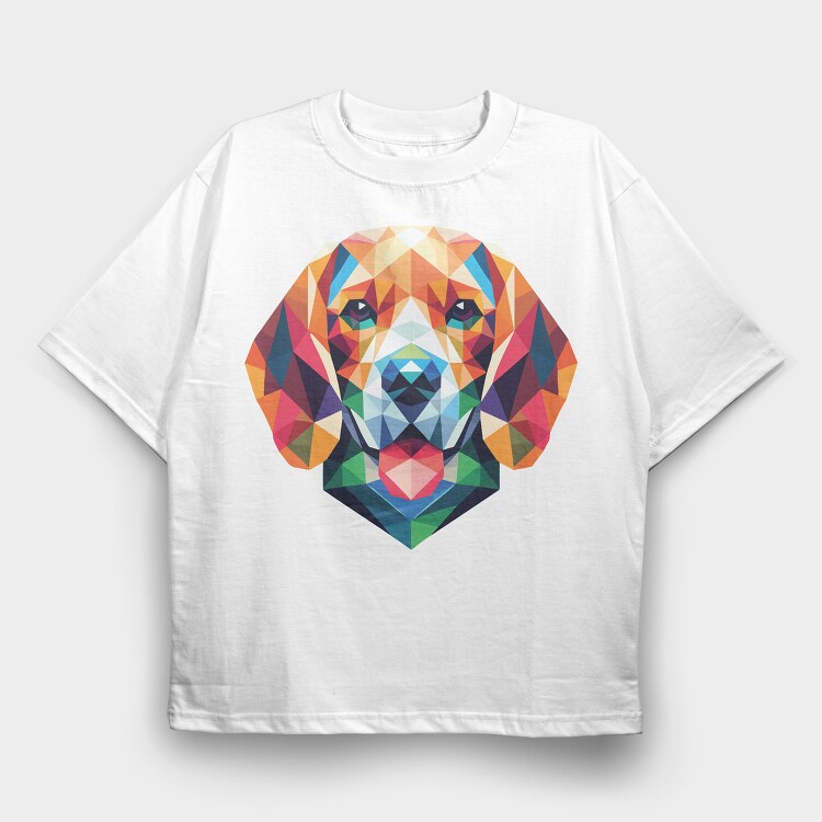 Geometric Beagle, Tricou Oversize Barbati (Unisex)