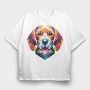 Geometric Beagle, Tricou Oversize Barbati (Unisex)