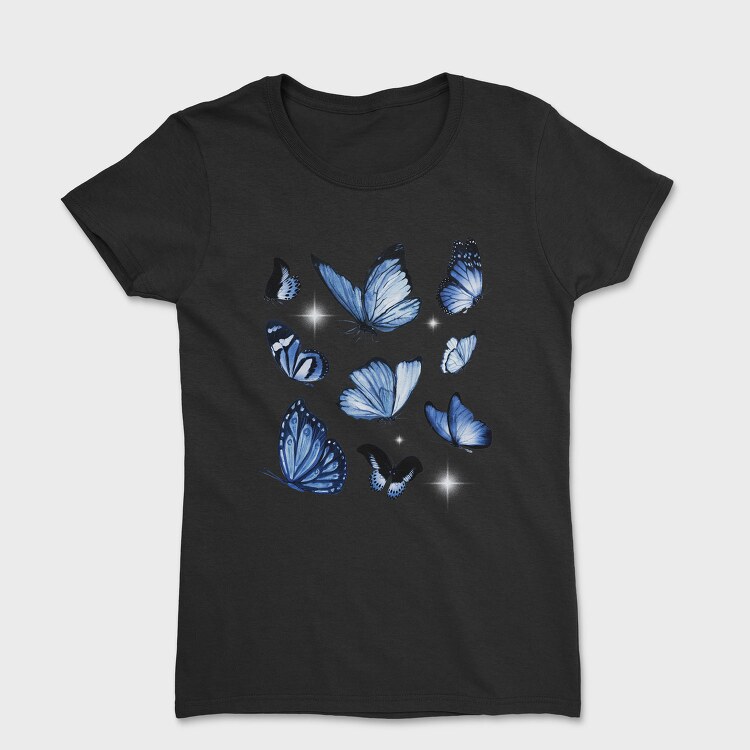 Realistic Blue Butterflies, Tricou Femei