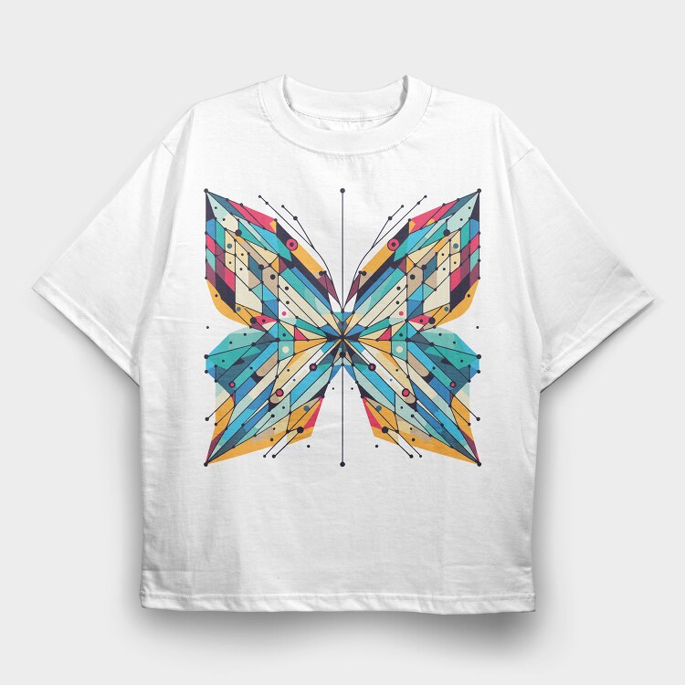 Geometric Butterfly, Tricou Oversize Barbati (Unisex)
