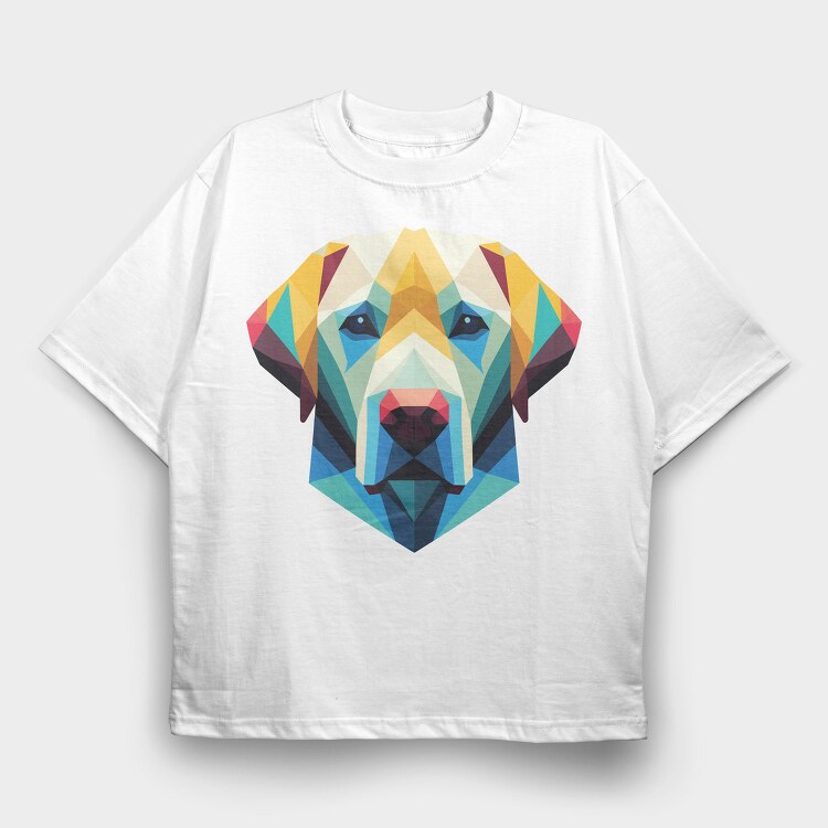 Geometric Labrador Dog Poly, Tricou Oversize Barbati (Unisex)