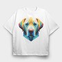 Geometric Labrador Dog Poly, Tricou Oversize Barbati (Unisex)
