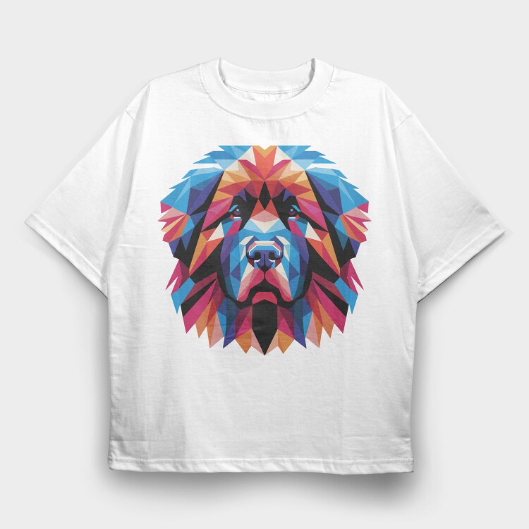 Geometric Newfoundland Dog, Tricou Oversize Barbati (Unisex)