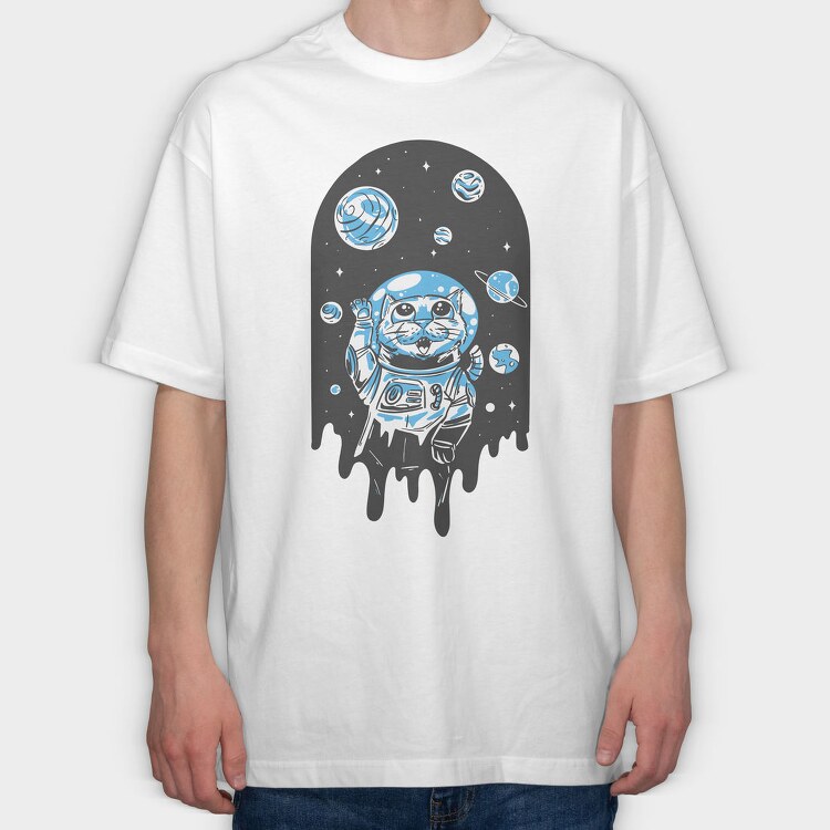 Space Cat Planets, Tricou Oversize Barbati (Unisex)