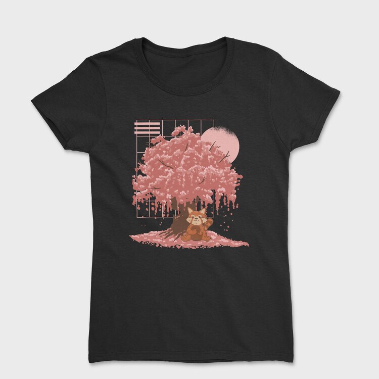 Red Panda And Sakura Tree, Tricou Femei