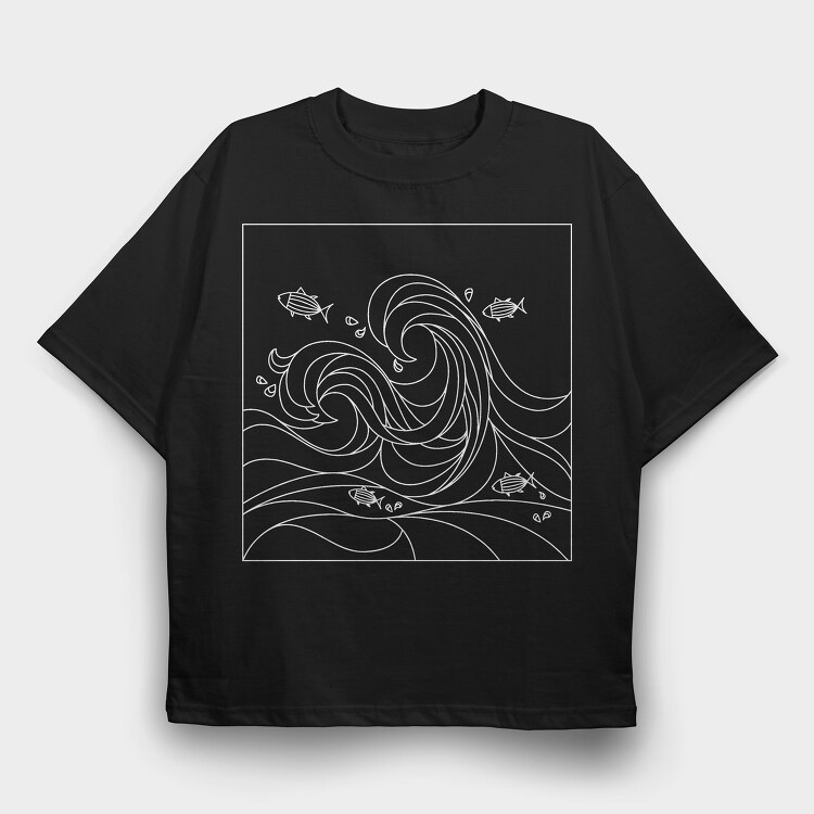 Geometric Rectangle Ocean, Tricou Oversize Barbati (Unisex)
