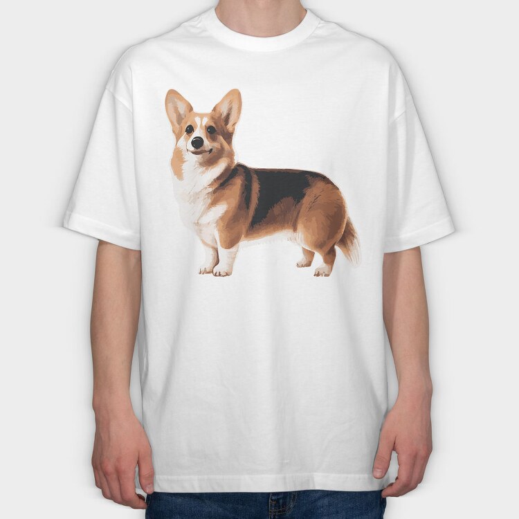 Realistic Corgi, Tricou Oversize Barbati (Unisex)