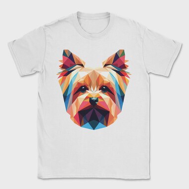 Geometric Yorkshire Terrier Poly Dog, Tricou Barbati (Unisex)