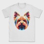 Geometric Yorkshire Terrier Poly Dog, Tricou Barbati (Unisex)