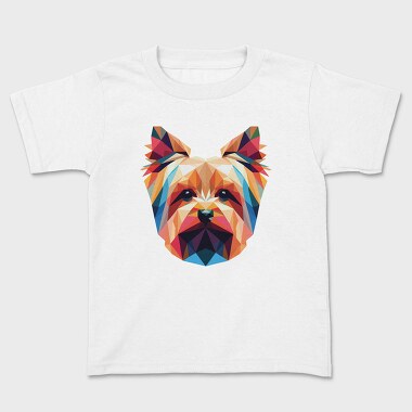 Geometric Yorkshire Terrier Poly Dog, Tricou Copii