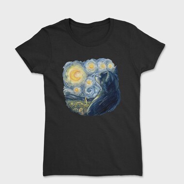 Starry Night Cat, Tricou Femei