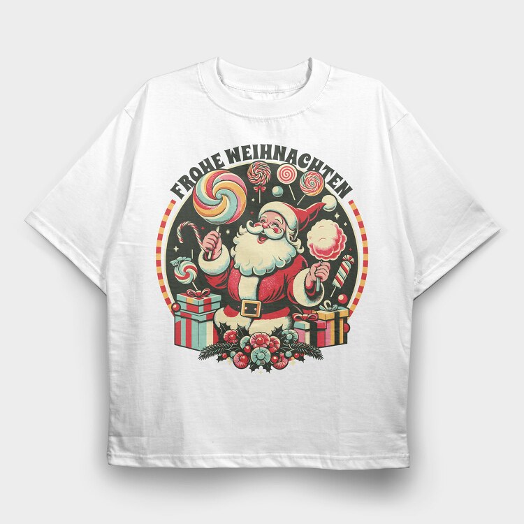 German Christmas Cotton Candy Santa, Tricou Oversize Barbati (Unisex)