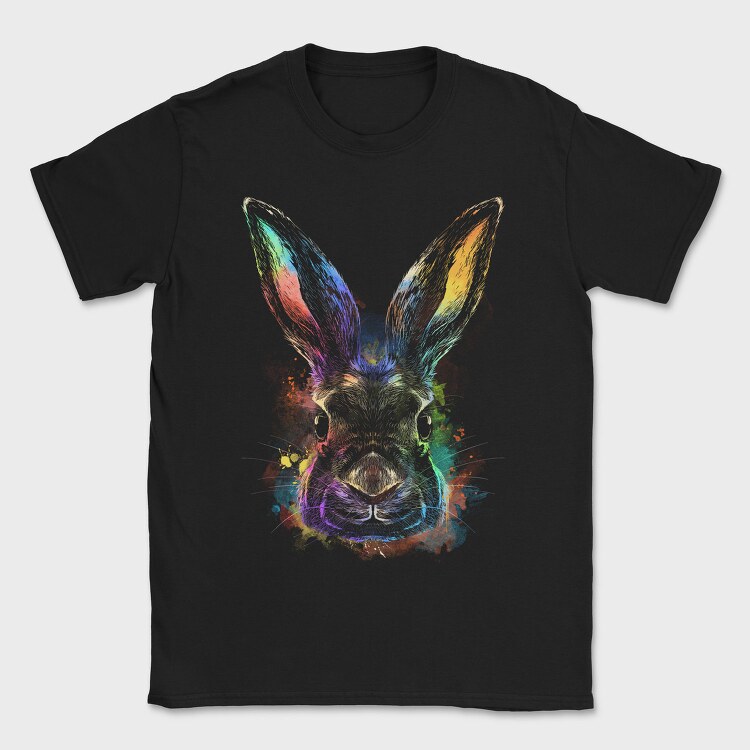 Realistic Colorful Rabbit Watercolor, Tricou Barbati (Unisex)