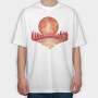 Red Landscape Full Moon Lake, Tricou Oversize Barbati (Unisex)