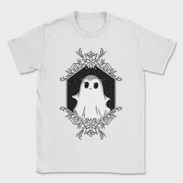Ghost With Floral Decoration, Tricou Barbati (Unisex)