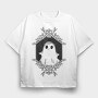 Ghost With Floral Decoration, Tricou Oversize Barbati (Unisex)