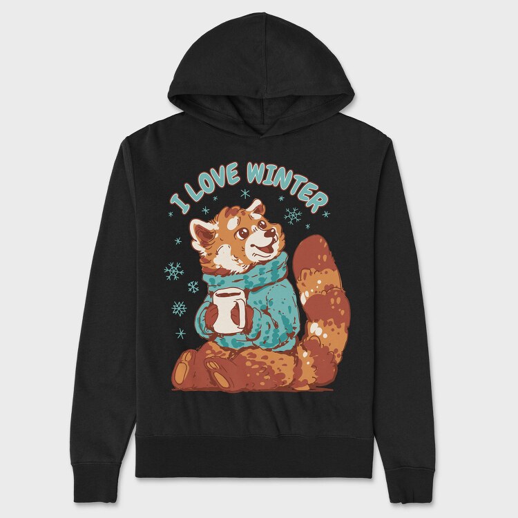 Red Panda Animal Cozy Winter, Hanorac Oversize Barbati (Unisex)
