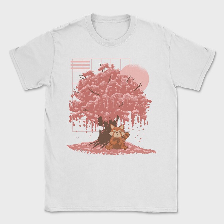 Red Panda And Sakura Tree, Tricou Barbati (Unisex)