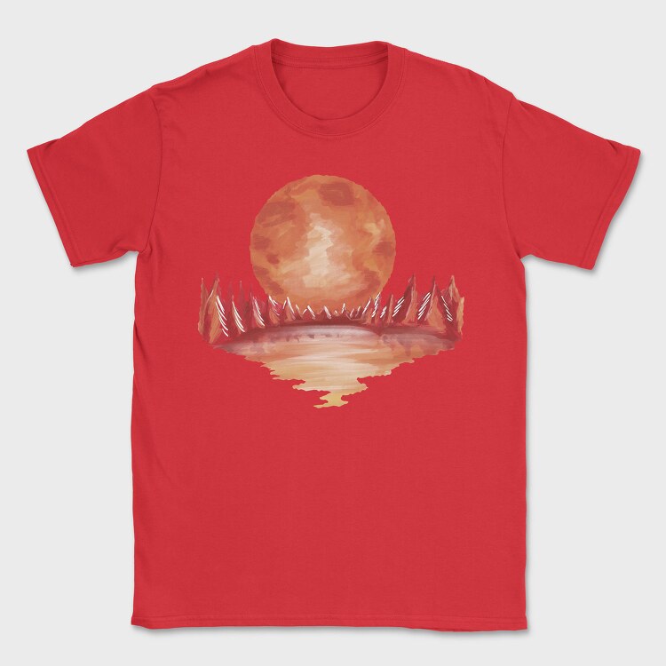 Red Landscape Full Moon Lake, Tricou Barbati (Unisex)