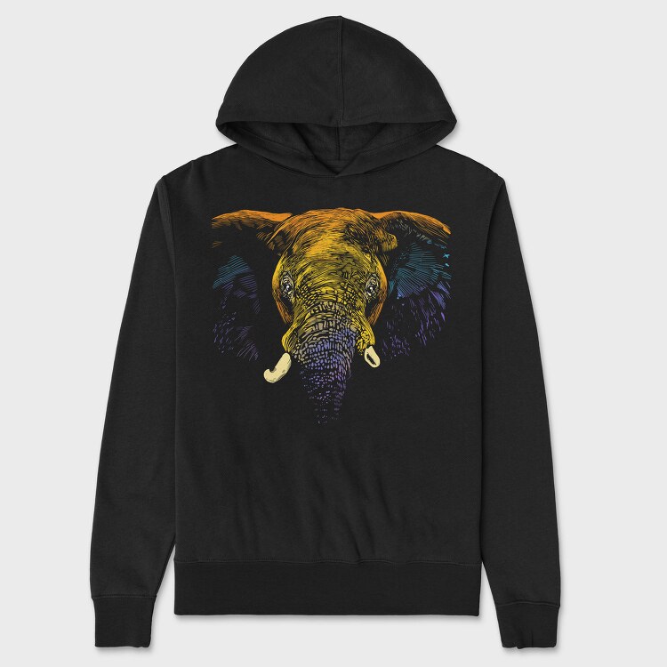 Realistic Elephant Animal Colorful, Hanorac Oversize Barbati (Unisex)