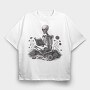 Reading Skeleton, Tricou Oversize Barbati (Unisex)