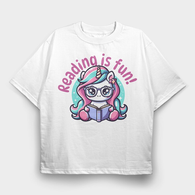 Reading Is Fun Unicorn Tote, Tricou Oversize Barbati (Unisex)