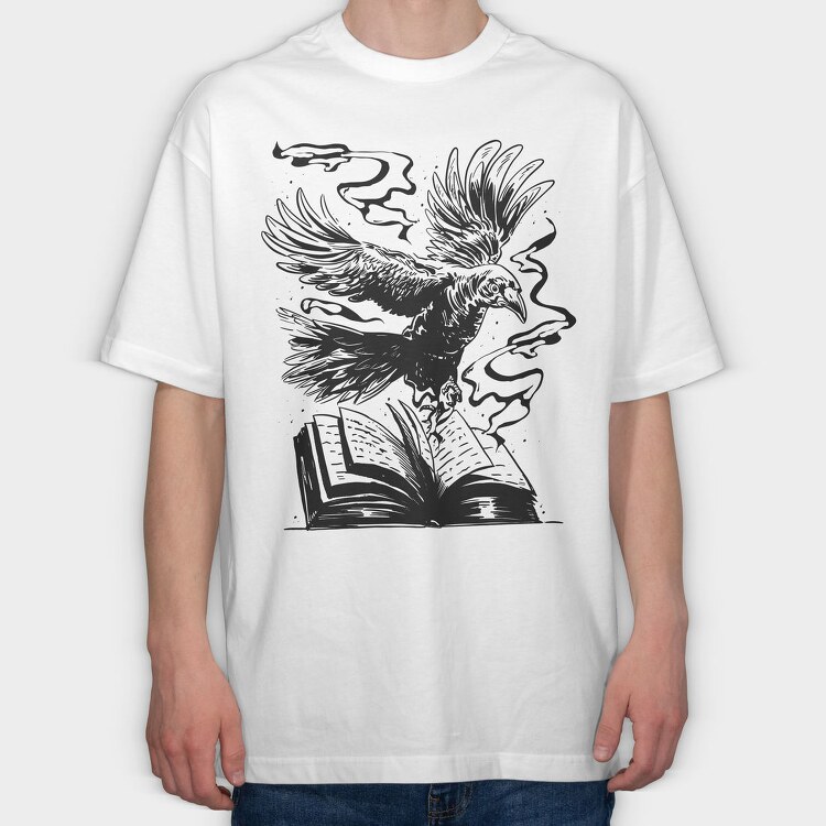 Raven On A Book, Tricou Oversize Barbati (Unisex)