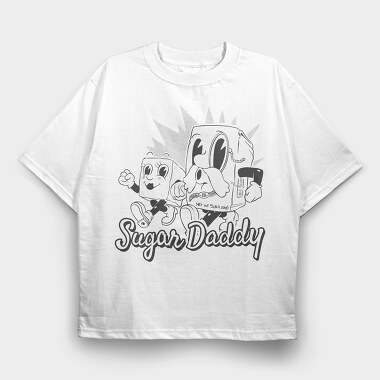 Sugar Daddy Cartoon Old, Tricou Oversize Barbati (Unisex)