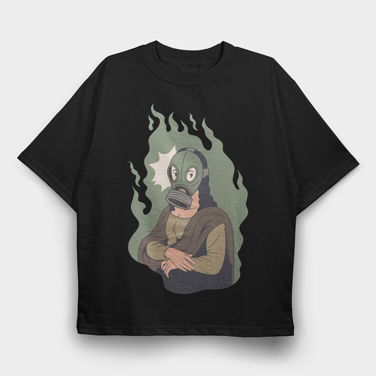Mona Lisa Mask, Tricou Oversize Barbati (Unisex)