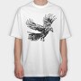 Raven Bird Animal Flying Flight, Tricou Oversize Barbati (Unisex)