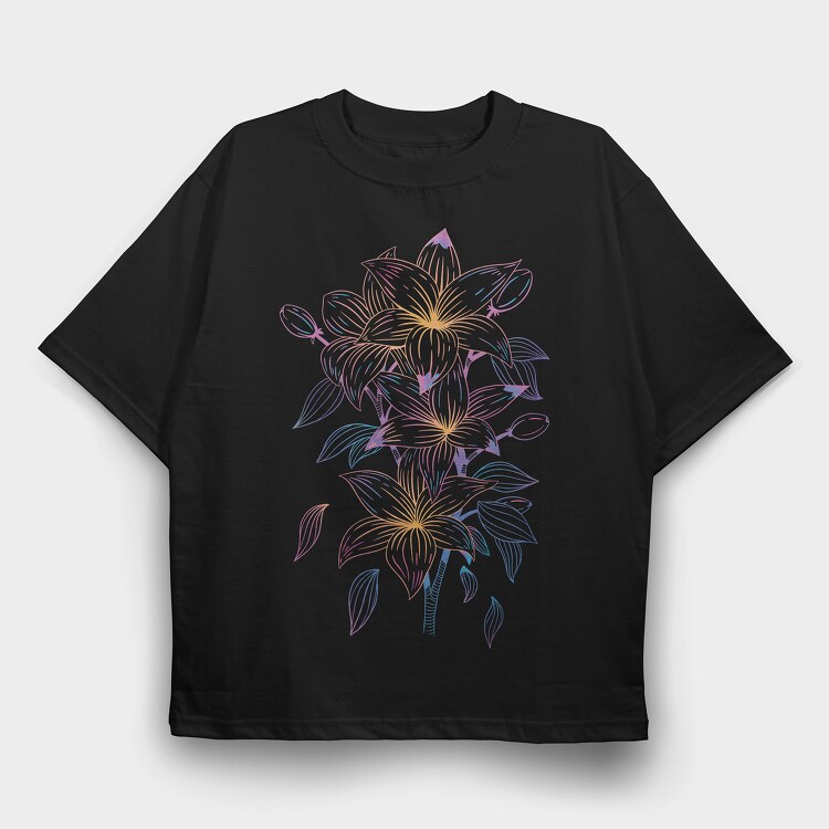 Flower Line, Tricou Oversize Barbati (Unisex)