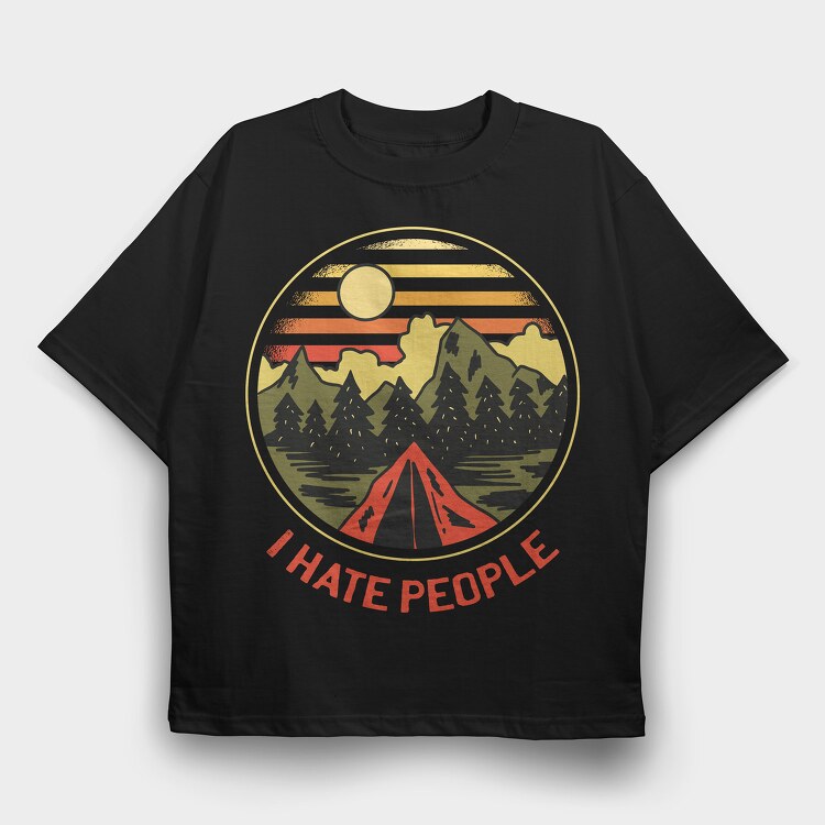 Camping Retro, Tricou Oversize Barbati (Unisex)