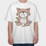 Yoga Cat, Tricou Oversize Barbati (Unisex)