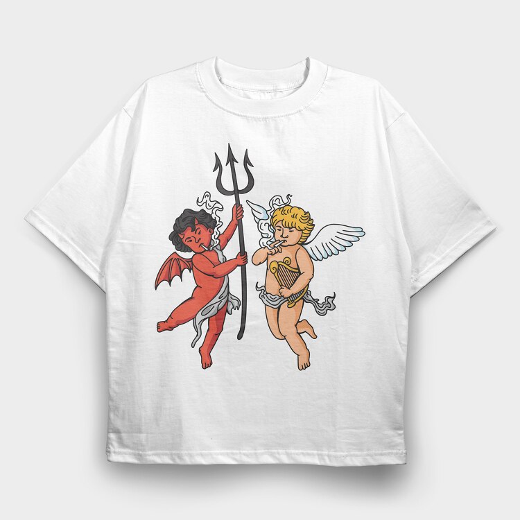 Demond Angel Smoking, Tricou Oversize Barbati (Unisex)